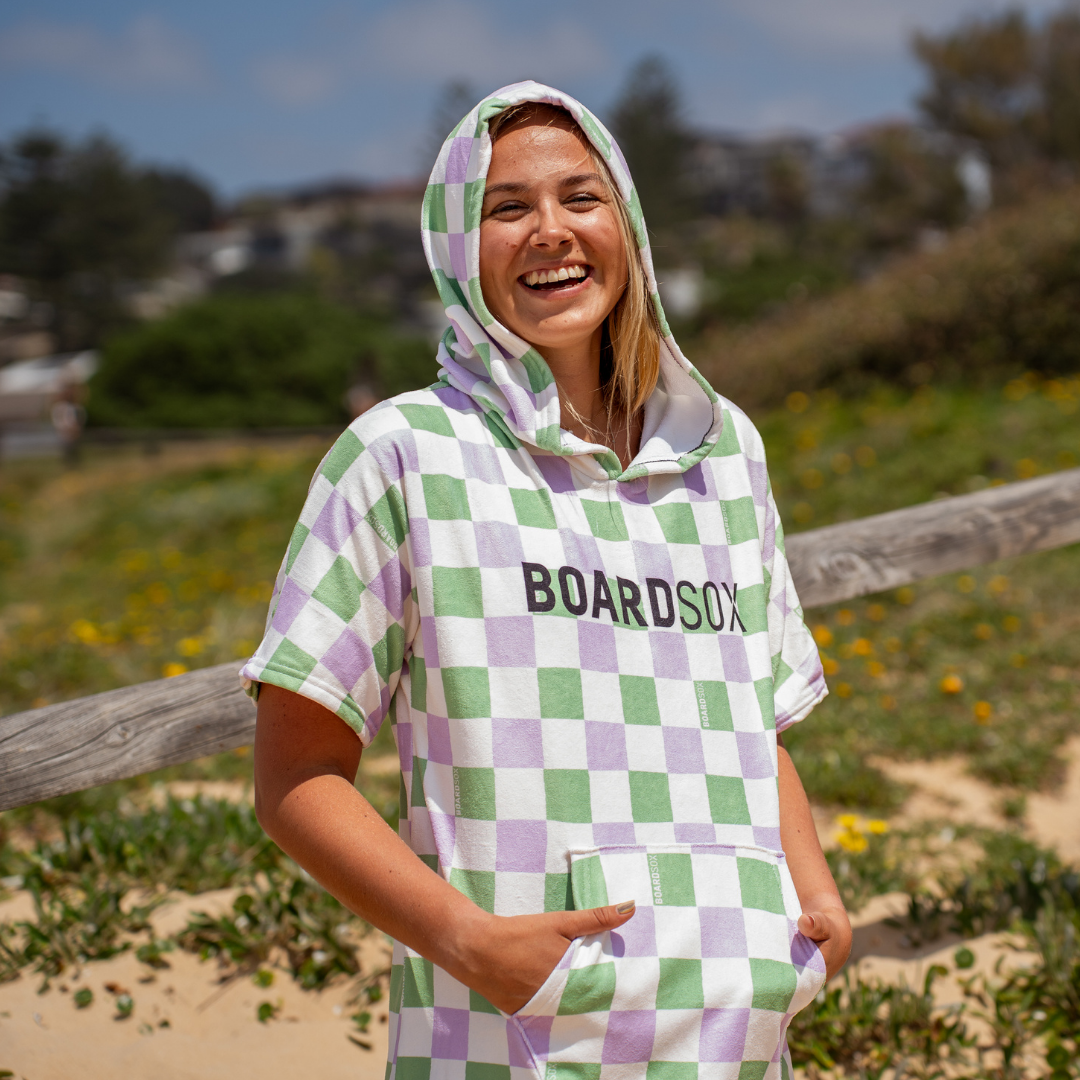 The Alana Check- Boardsox Hooded Towel + Surf Poncho